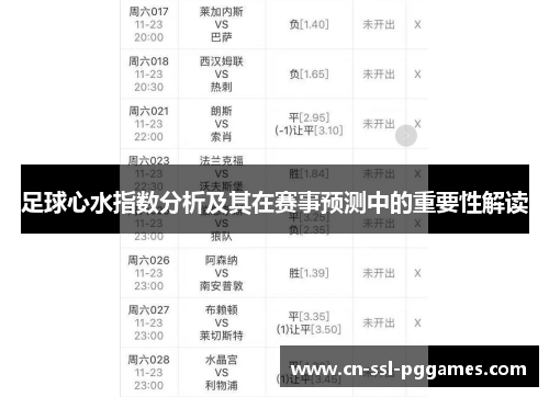 足球心水指数分析及其在赛事预测中的重要性解读